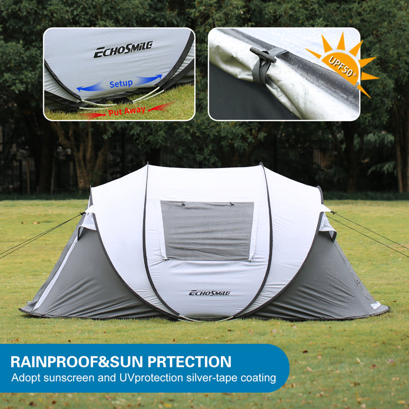 Tente de bateau pour 4-6 personnes, H 47,24 po x l 110,24 po x P 78,74 po, Blanc + gris