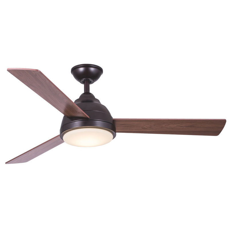 Aasiyah 52'' Ceiling Fan with LED Lights, Oiled Bronze with Maple/Walnut Blades