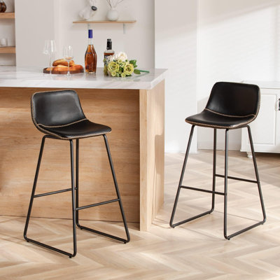 Bar Stools of 2/3/4, 26/30 Inch Counter Height Barstools with Back Faux Leather Bar Height Stools for Kitchen Island Counter