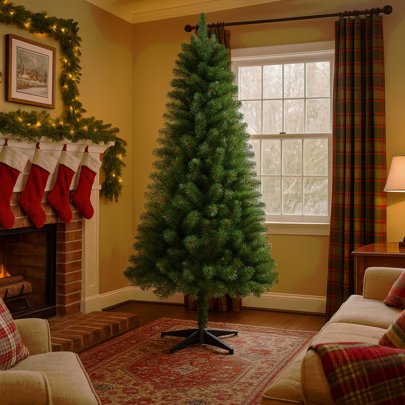 Arbre de Noël artificiel non éclairé 6 pi avec 490 pointes, branches pleines en PVC, arbre de Noël classique avec support en plastique à 4 pieds pour la décoration intérieure