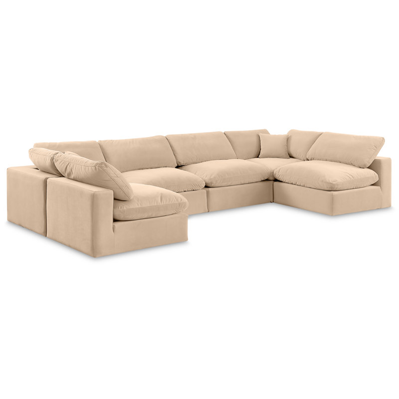 Canapé modulaire réversible en velours Hrannar, Velours beige