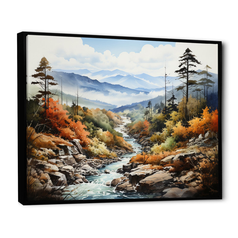 Forêt de Berrick, Great Smoky Mountains II - reproduction, H 34 po x l 44 po x P 1,5 po, Cadre flottant noir
