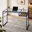 Bureau Yasin avec dessus en verre et fini bleu