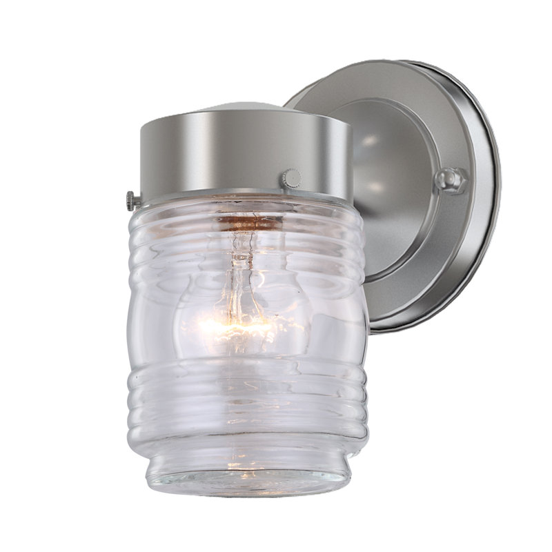2 Pack 7.36 in. Brushed Nickel Outdoor Hardwired Wall Lantern Scone
