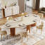 Danford Oval Stone Dining Table with Solid Wood Legs