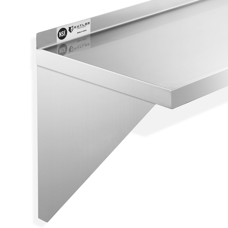 KUTLER 48" Stainless Steel Wall Mounted Shelf with Backsplash
