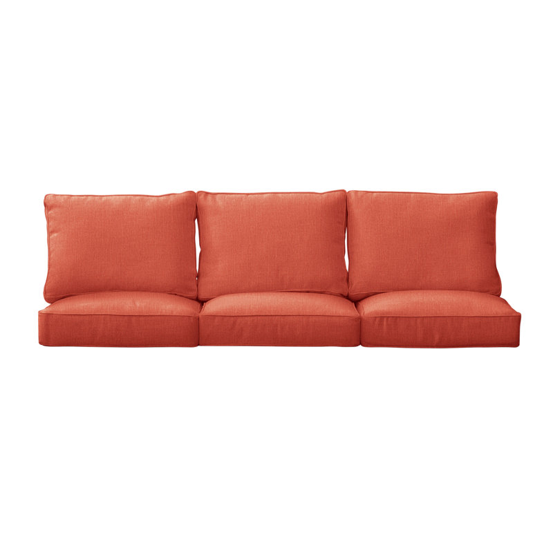Matrona Passarelli Indoor/Outdoor Sunbrella Seat/Back Cushion, 30" W x 27" D, Canvas Persimmon Sunbrella® Canvas