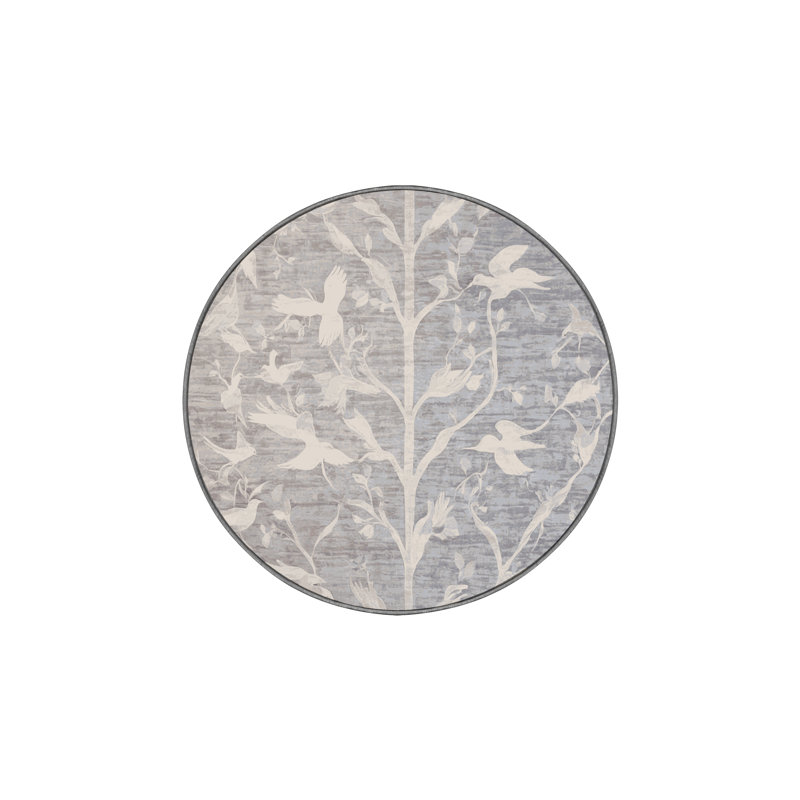 Machine Washable Gray Area Rug, Round 7'