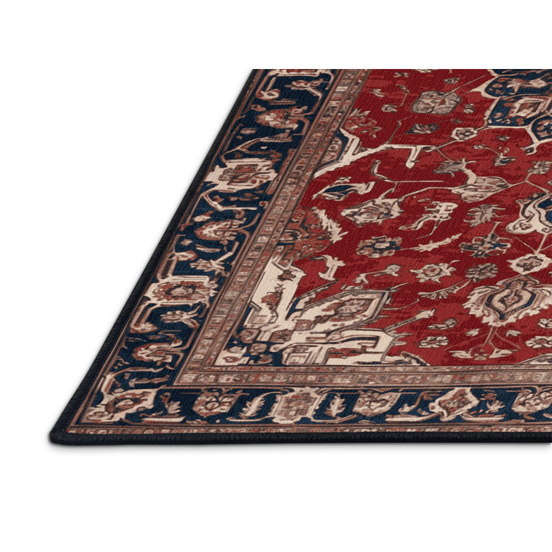 Machine Washable Persian Brown Area Rug, Round 6'