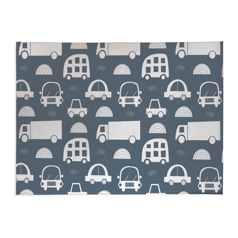 Traffic Kids Play Mat, Blue, Rectangle 5' x 7'