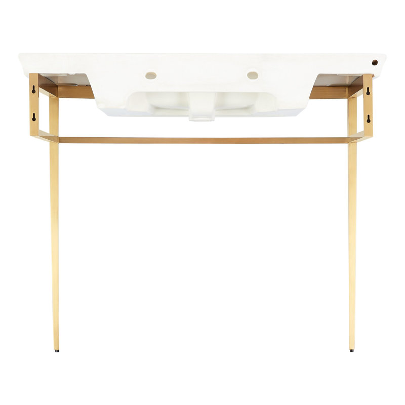 39" Olney 32" Tall Porcelain Rectangular Console Bathroom Sink with Overflow, Brushed Gold