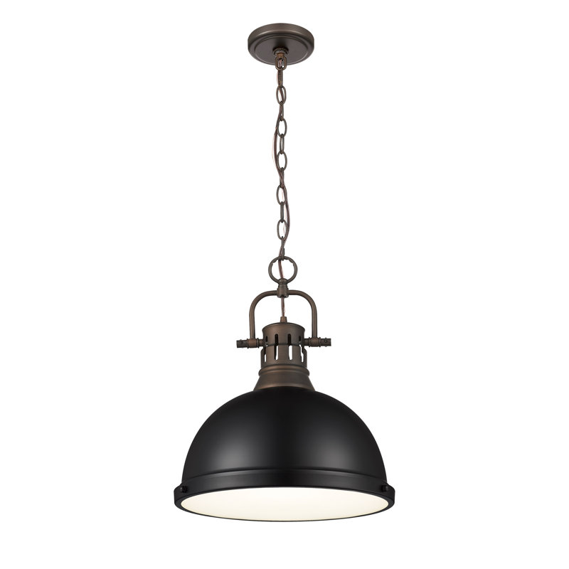 Luminaire suspendu 1 lumière avec chaîne Aljona, Bronze huilé, Noir mat, H 16,875 po x l 14 po x P 14 po
