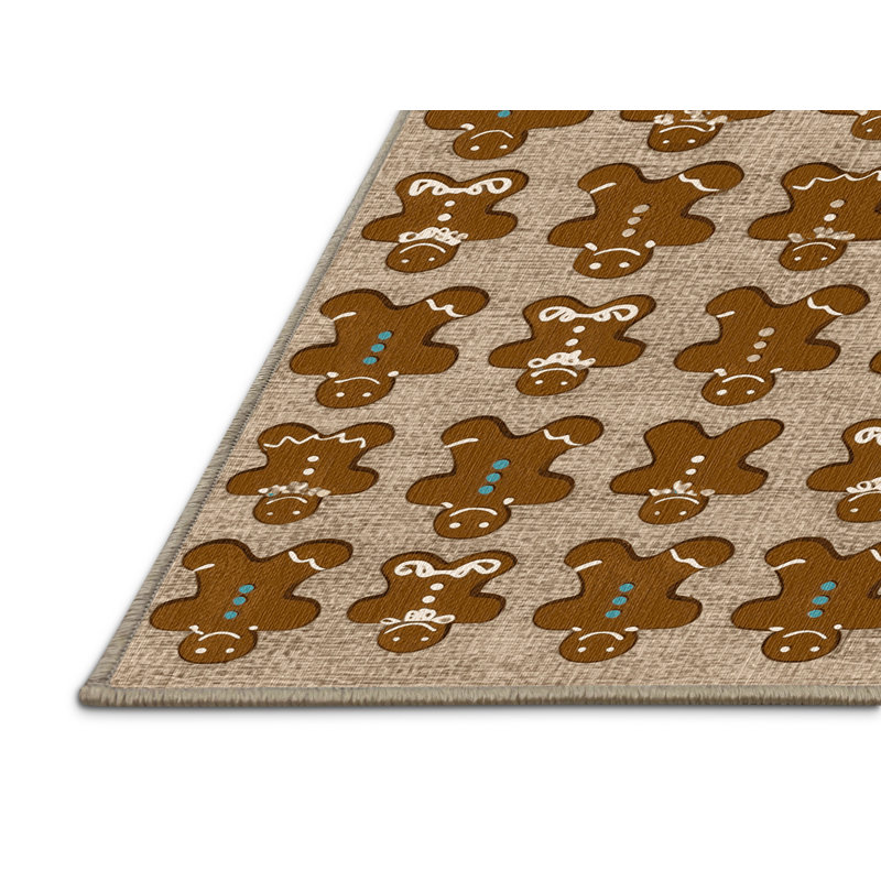  Tapis lavable biscuits en pain d'épices, Rond 5 pi