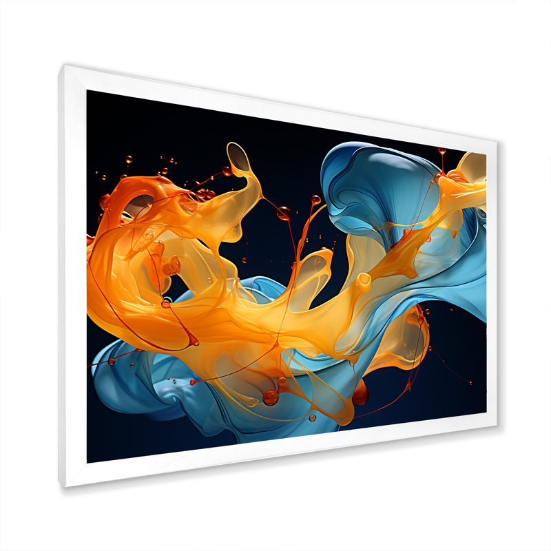 «Ink Wave Rhythms» - Impression, Cadre photo blanc, H 30 po x l 40 po x P 1,5 po