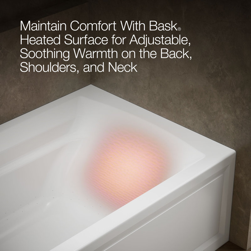 Archer® 72-in X 36-in Integral Apron Heated Bubblemassage Air Bath with Bask Heated Surface and Left-hand Drain, Left, White