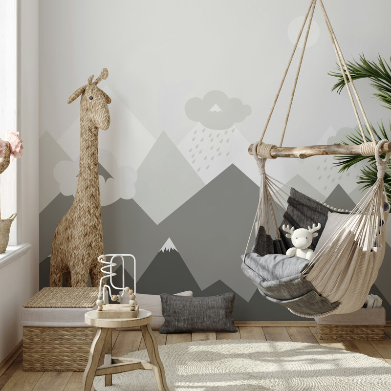 Papier peint gris Grey Mountain Nursery, L 75 po x l 112 po