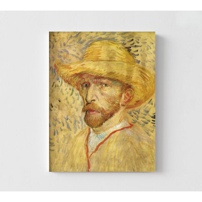 Autoportrait, chapeau de paille par Vincent Van Gogh, décor de maison jaune, reproduction de chapeau jaune, reproduction de peinture à l'huile de chapeau de paille, impression de portrait de Van Gogh