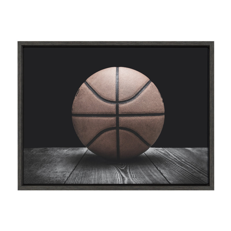 Vintage Basketball on Black by Saint and Sailor Studios Framed Canvas Wall Art Print
