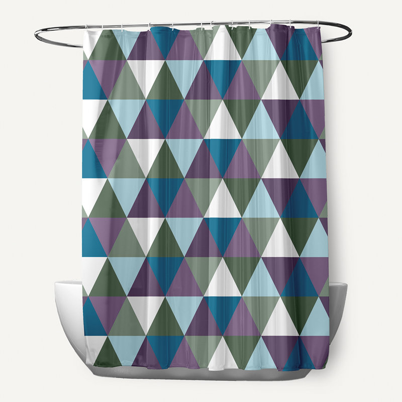 Joshi Geometric Shower Curtain, Green/Blue