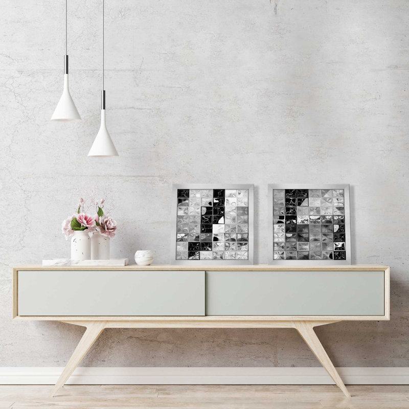 Ensemble de 2 nuances de gris encadrées sur papier