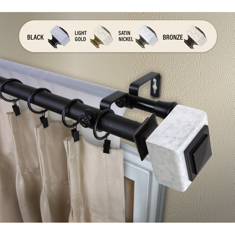 Tringle à rideaux simple Estelle, H 2,5 po x l 120 po x P 3,63 po, Noir