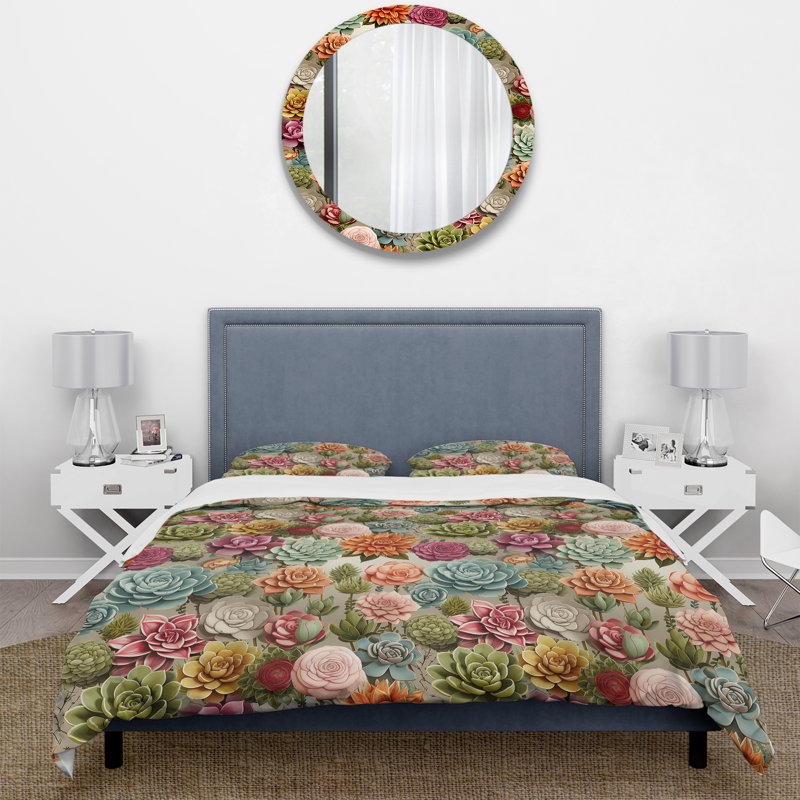 Modern Succulents Botanical Pattern I - Ensemble de housse de couette botanique
