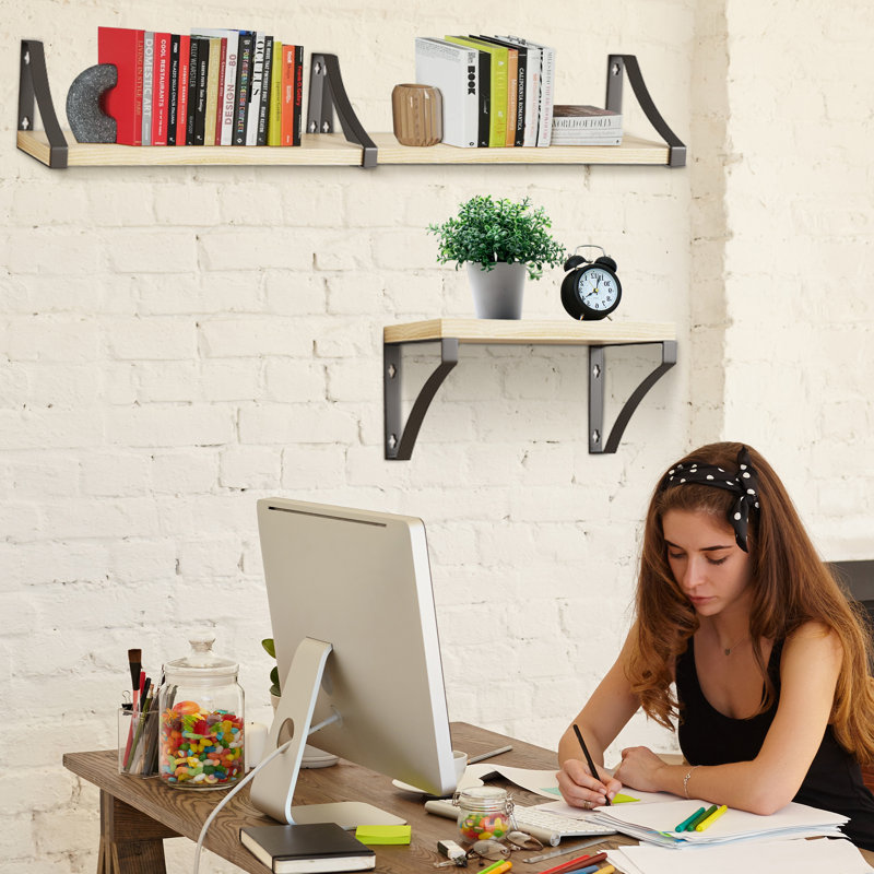 Neuber 3 Piece Wood Bracket Shelf