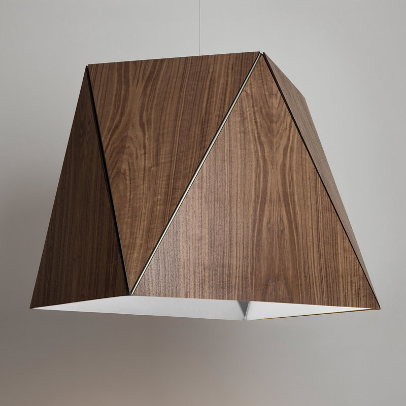 Lustre géométrique unique à 4 lumières Calx, Noyer / aluminium brossé