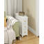 Table d'appoint étroite avec 3 tiroirs en tissu, table de chevet mince industrielle pour petits espaces, chambre à coucher, salon, dortoir, blanc
