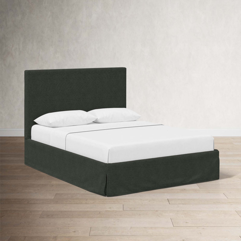 Lit tapissier Verona, Lin classique noir, Double