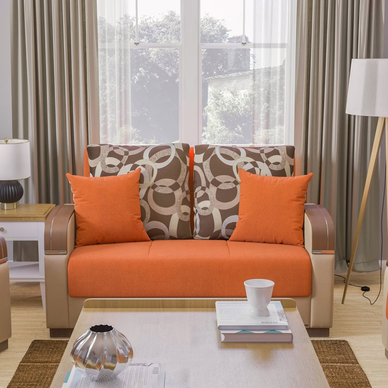 Causeuse convertible avec rangement Primenest, Orange