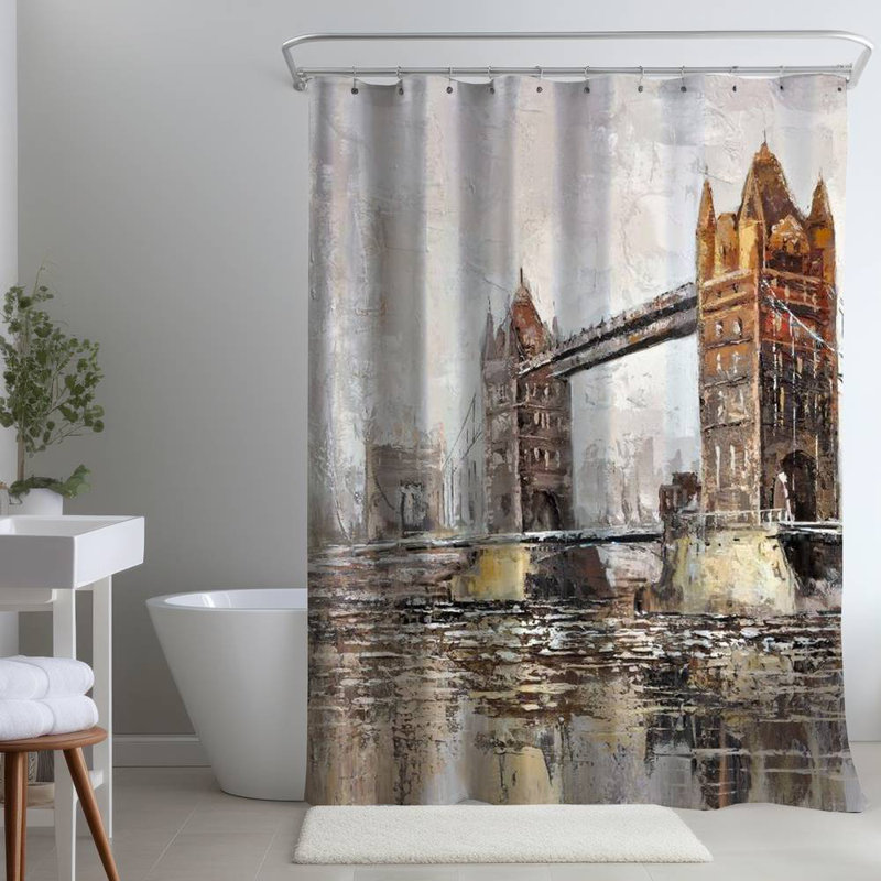 Shower Curtain CI29 – Polyester Shower Curtain, Dye Sublimation Print, 71" W × 74" L