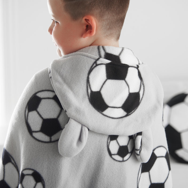 Cosy Football Fleece Football Hooded Blanket