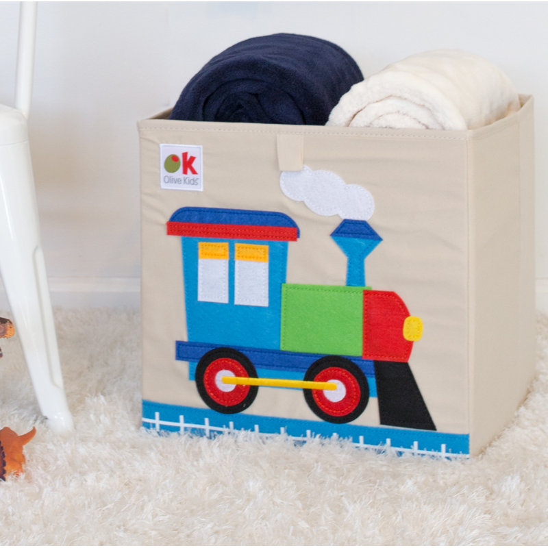 Cube de rangement 13 po Wildkin Kids - Organisateur durable pour jouets, livres et fournitures artistiques - Train