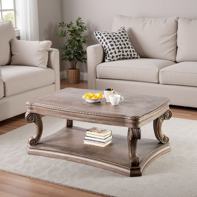 Olane Coffee Table, Weathered Oak Brown Wood, Rustic Farmhouse 52 Inch