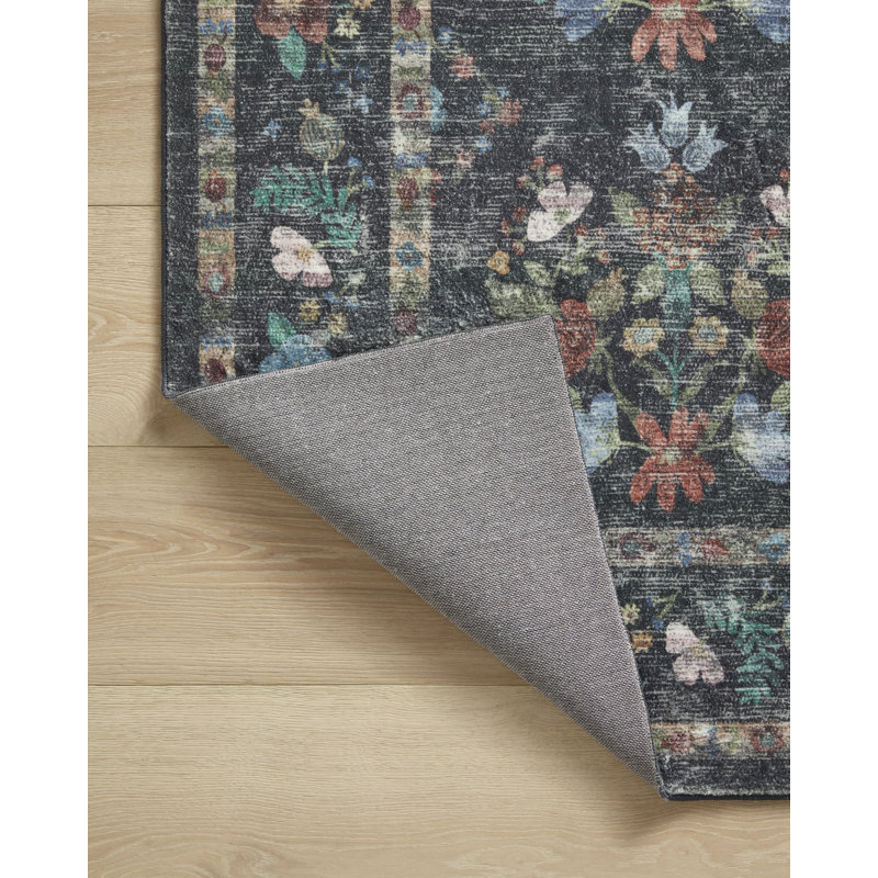 Tapis gris anthracite Rifle Paper Co. x Loloi Courtyard CloudPile, Tapis de couloir 2 pi 6 po x 7 pi 6 po
