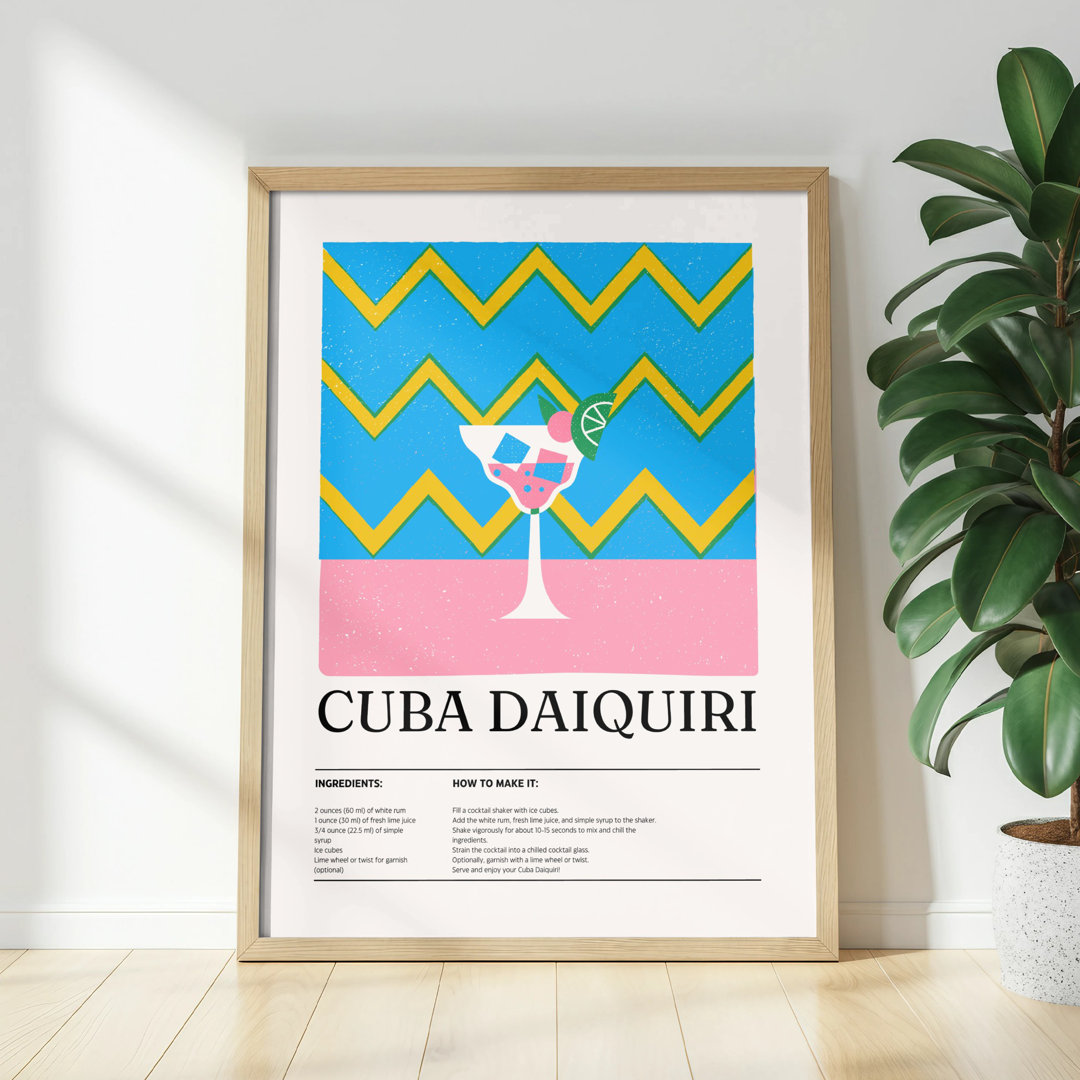 Cuba Daiquiri Wall Art, Cocktail Recipe Print, Retro Drink Poster, Kitchen Decor, Bar Cart Art, Unframed Matte Vertical Poster