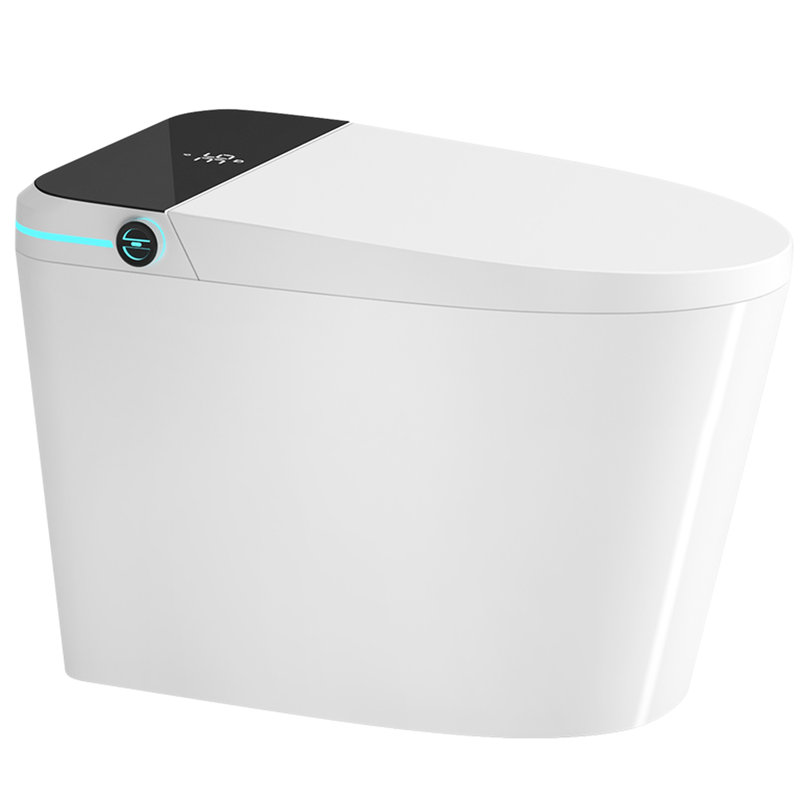 Intelligent Toilet With Bidet Function - Auto Open/Close, Foot Sensor, Flush, White Modern Smart Seat Heating Element,