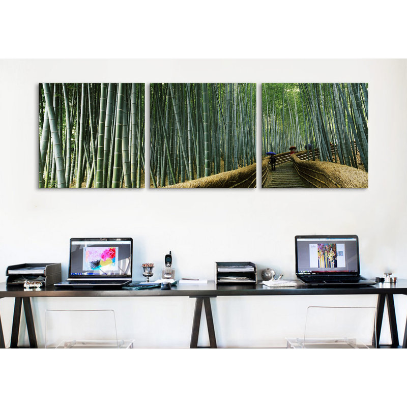 « bambou forest », reproduction de photo sur toile en vert, H 24 po x l 72 po x P 1,5 po