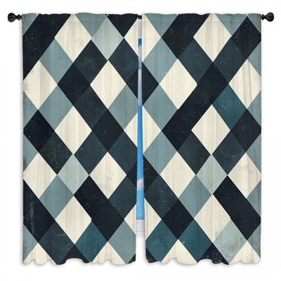 Diamond Window Curtains  Geometric Modern Drapes - 2 Panels