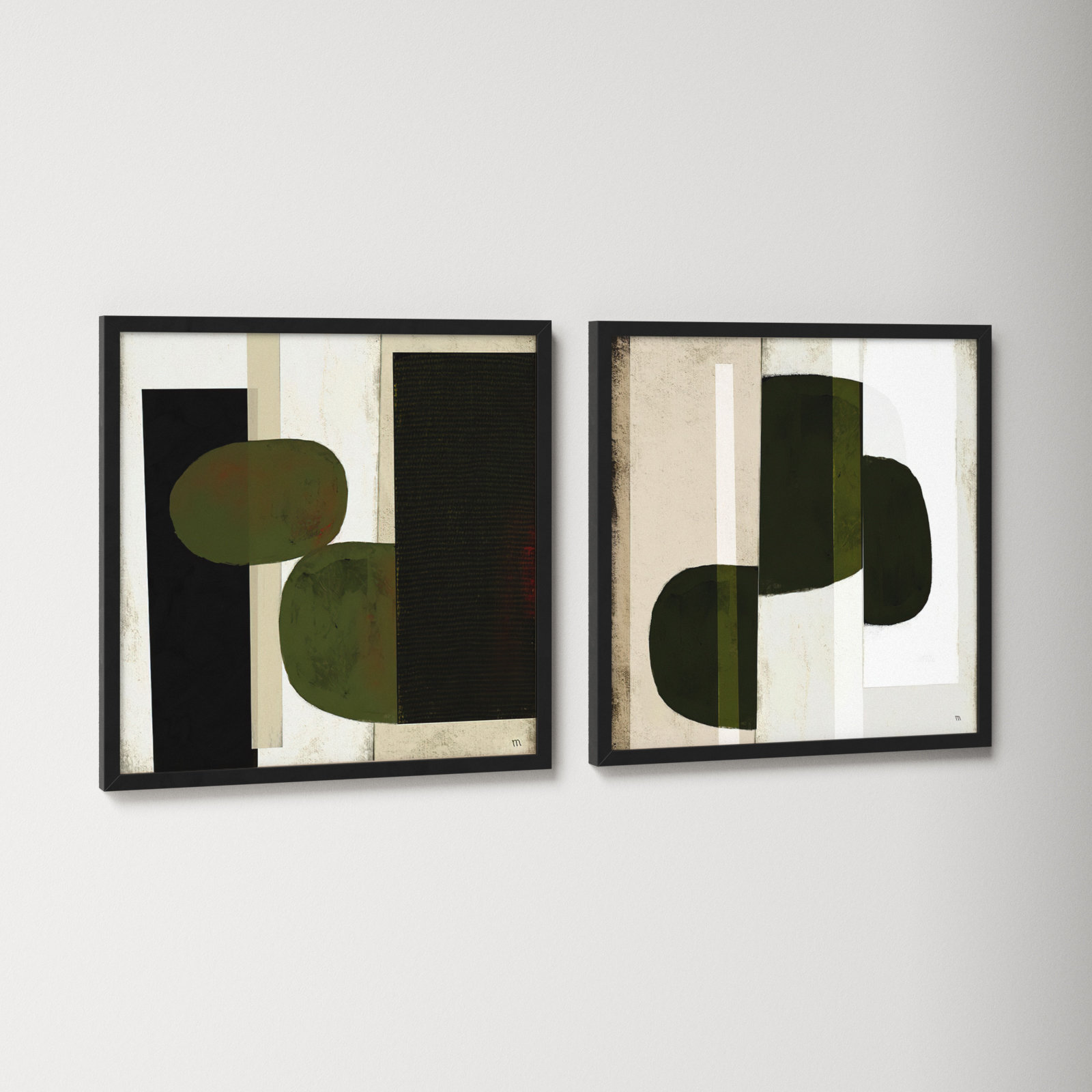 Collage 2-Piece Painting Set, 30" H x 60" W, Black