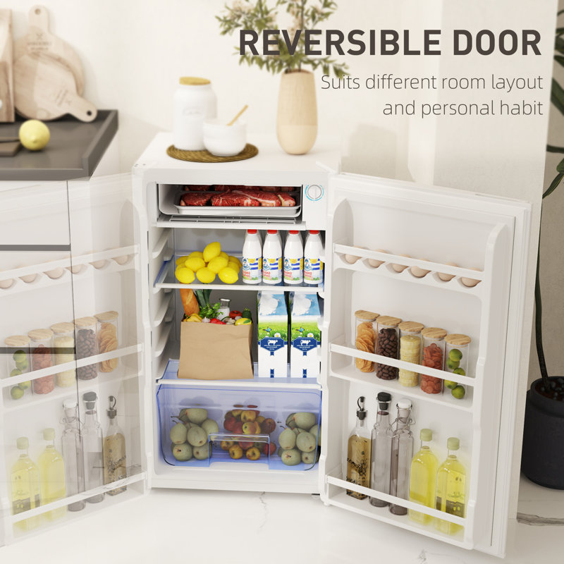 Brayden Studio 0.1m³ L Freestanding Mini Fridge with Freezer, White