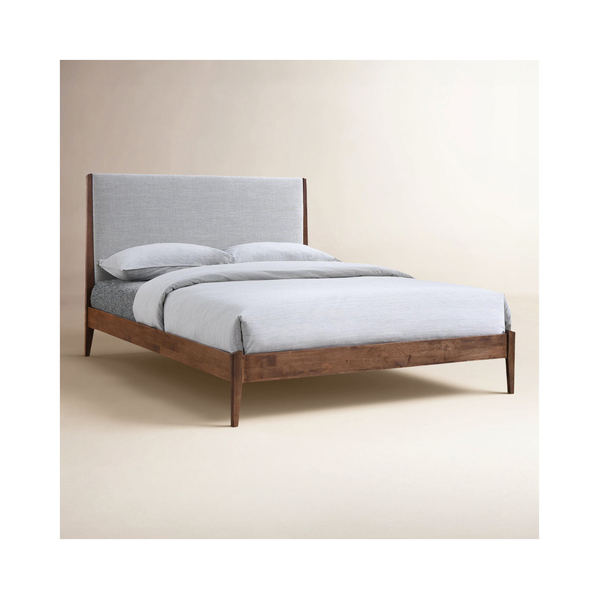 Javi Upholstered Bed, Walnut, Queen