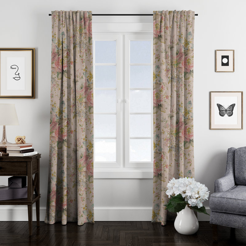 Panneau de rideau simple obscurcissant avec passe-tringle à motif floral avec passe-tringle Gabrielle, l 50 po x L 96 po
