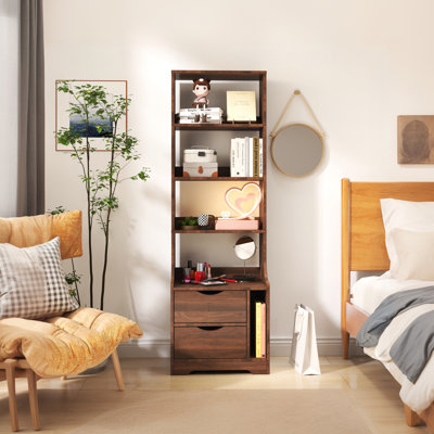 Nightstand With Bookcase, Two Drawer Nightstand For Bedroom by Latitude Run