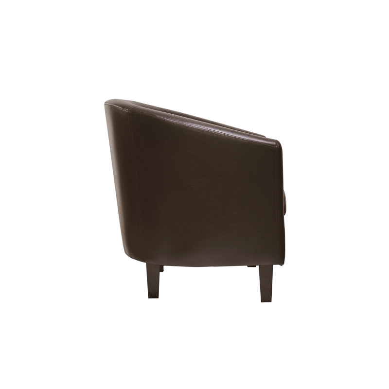 Isadora Faux Leather Barrel Chair, Brown