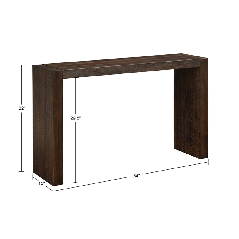 Jearline Modern Solid Wood Console Table with Wire Brushed Texture | 15" Slim Depth, Multi-Functional Use, Brown