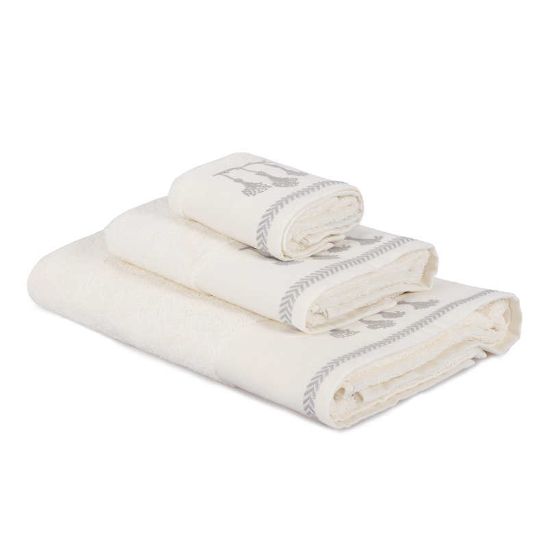 Ensemble de serviettes 100% coton 3 pièces Beranda, Gris