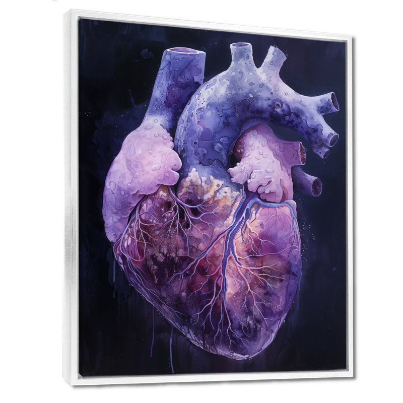  «Abstract Heart Purple Scenery», reproduction d'art abstrait, H 12 po x l 20 po, Cadre flottant blanc