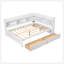 Lit double avec bibliothèques en L et tiroirs de rangement, conception peu encombrante pour les chambres modernes